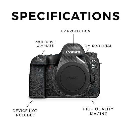 Carbon Fiber Camera Skin Compatible with Canon EOS 6D Mark II Camera (2017) - Black Wood - Premium 3M Vinyl Protective Wrap Decal Cover - Easy to Apply | Crafted in The USA by MightySkins