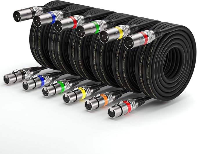 EBXYA XLR Cables 25ft 6 Packs - XLR Male to Female 3 Pins Balanced Microphone Cable