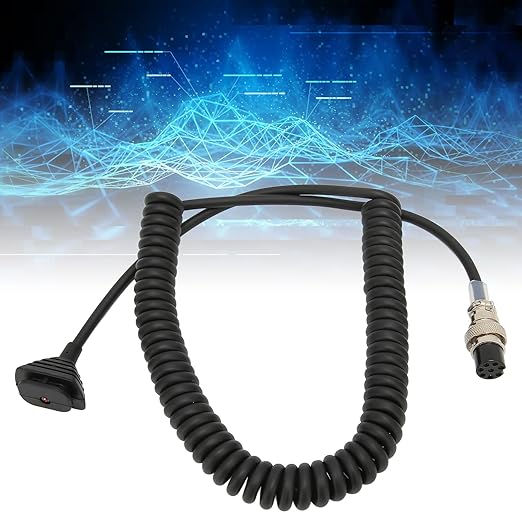 ciciglow Replacement Hand Microphone Cable for DR-03 DR-06 DR-135 DR-235 DR-435 DR-635, Stretchable Speaker Mic Cable Cord Plug and Play