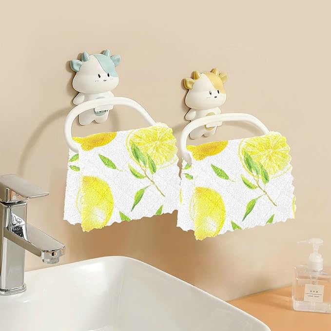 CaTaKu Lemons Leaves Kitchen Dish Cloths, 6 Pack Reusable Dish Rags for Washing Dishes, Microfiber Cleaning Cloths Dish Towels Washcloths for Kitchen Drying