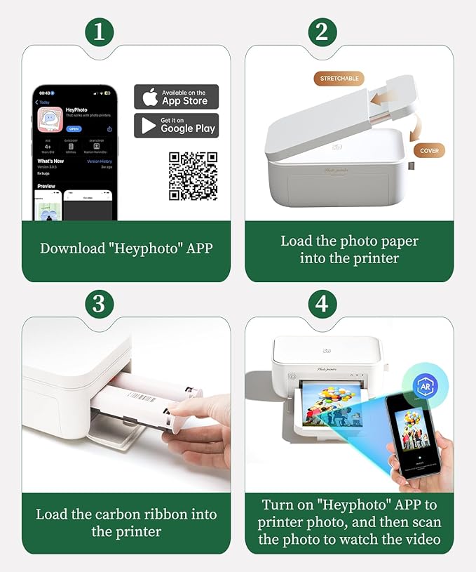 iDPRT 4x6 Photo Printer - 108 Sheets & 2 Ribbon, Instant Picture Printer for iPhone, Android - Thermal Dye Sublimation, WI-Fi Connnecting, Color Photo Printers for Home Use