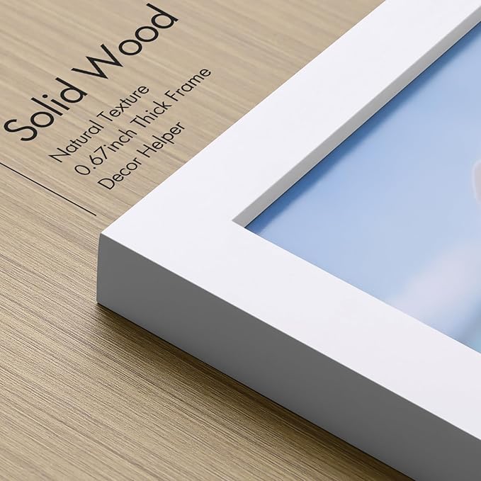Vittanly 5x7 Picture Frame, Made of Solid Wood and Shatterproof Plexiglass, Wooden Photo Frame for Wall Mounting or Tabletop Display, Picture Frame for Home Decor with Stand, White, 1 Pack