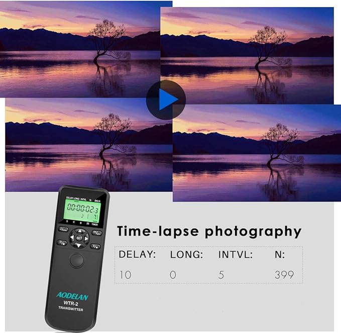 AODELAN Camera Intervalometer Wireless Shutter Release Timer Remote Control for Sony a6400, a7III, a9, a77, a99, A7, A7 II, A7R IV, A7R II,A7RIII, a77II, a6500, a6300; Replace RM-L1AM and RM-SPR1