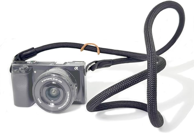 Little Fire Craft Camera Strap Crossbody Camera Neck Shoulder Strap 127cm Climbing Rope for Photographers Lanyard 10mm Thick - Black