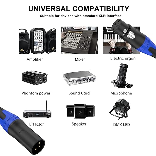 2 Pack, 100 FT XLR Male to Female Cable Professional Balanced Microphone Lead XLR Male to Female Cables, Extension Mic Cable Cord