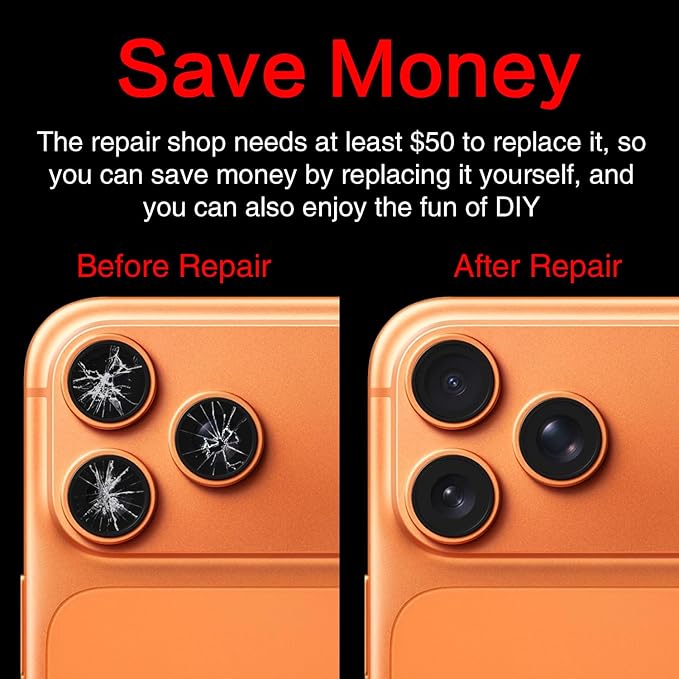 2PCS ASDAWN Back Rear Camera Lens Glass Replacement for iPhone 17 Pro Max and 17 Pro Camera Glass Lens Replacement with Pre-Installed Adhesive + Repair Tool Kit + Installation Manual