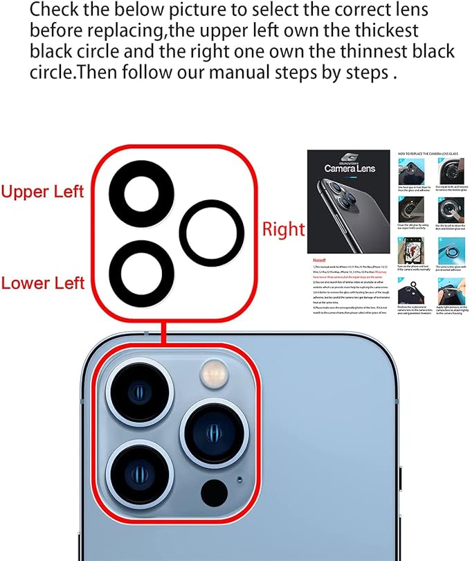 Rear Camera Lens Glass Replacement for iPhone 12 Pro Max, GVKVGIH Back Camera Lens Replacement with Double-Sided Adhesive & Repair Tool Kit (for 12Pro Max)