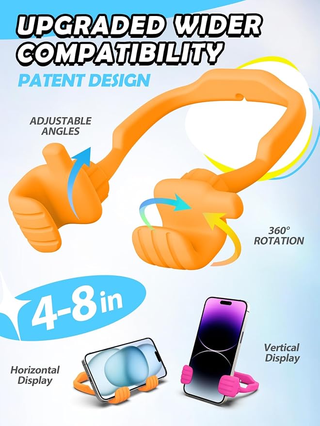 Easter Basket Stuffers for Teens Girls Boys Kids Adults Gifts Cell Phone Stand: UPGRADE Adjustable Thumbs Up Lazy Phone Holder for Desk Fun Gadgets Birthday Gift Ideas for Teenager Women Trendy Stuff