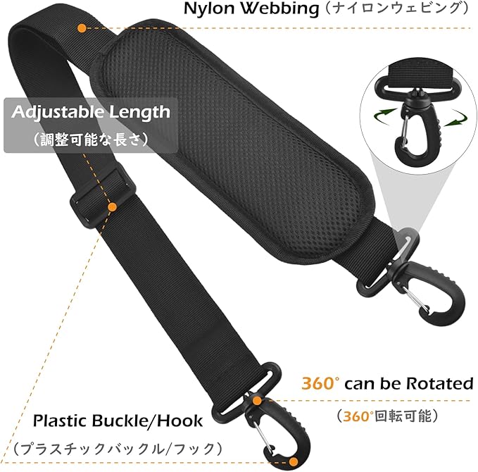 TRIWONDER Bag Shoulder Strap Replacement Adjustable Strap with Padded Metal Hooks for Crossbody Bags Messenger Bags Laptops