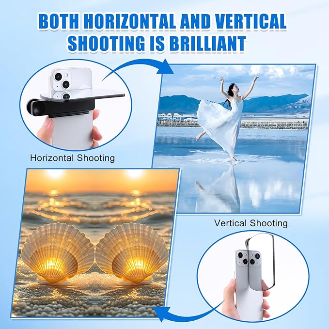 Smartphone Camera Mirror Reflection Clip Kit,Clip Reflection Mirror for Phone Back Camera-Capture Stunning Reflections Instantly,Selfie Mirror Clip Reflection Mirror (White)