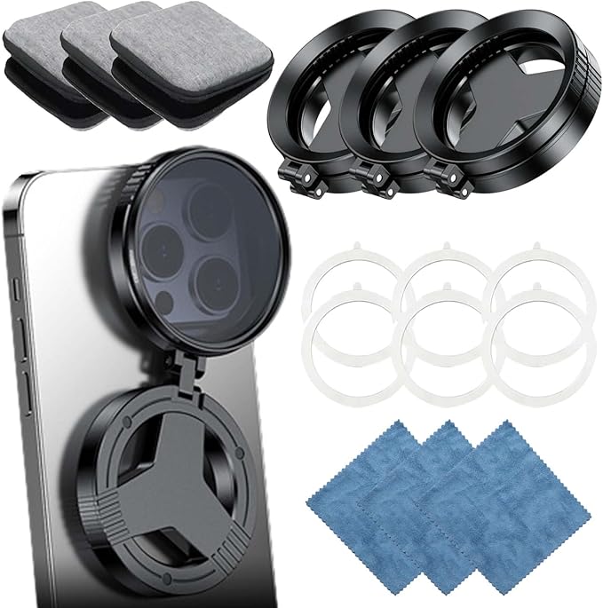 Anti-Glare Magnetic Phone Filter, 52mm Magnetic CPL Polarizing Lens for iPhone & Mobile Phones, Magnet Phone Camera Lens Reduces Reflections Enhances Colors for Water Glass Sky Photography (3 Set)