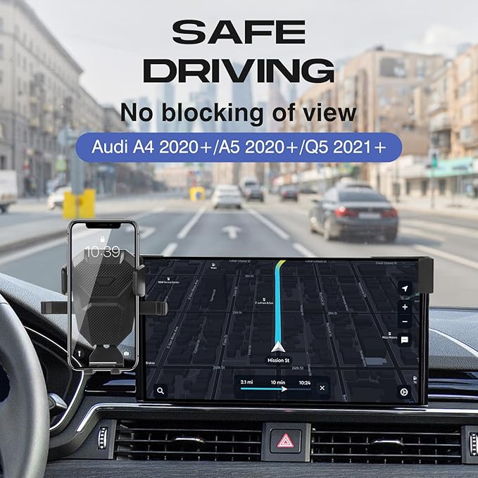 Audi Car Phone Holder for Audi A4/A5 2020+/Q5 2021+ Auto Accessories,Adjustable GPS Audi Cell Phone Mount,Hands Free Ultra Stable Phone Stand for All Phones【Only for 10.1" Screen】