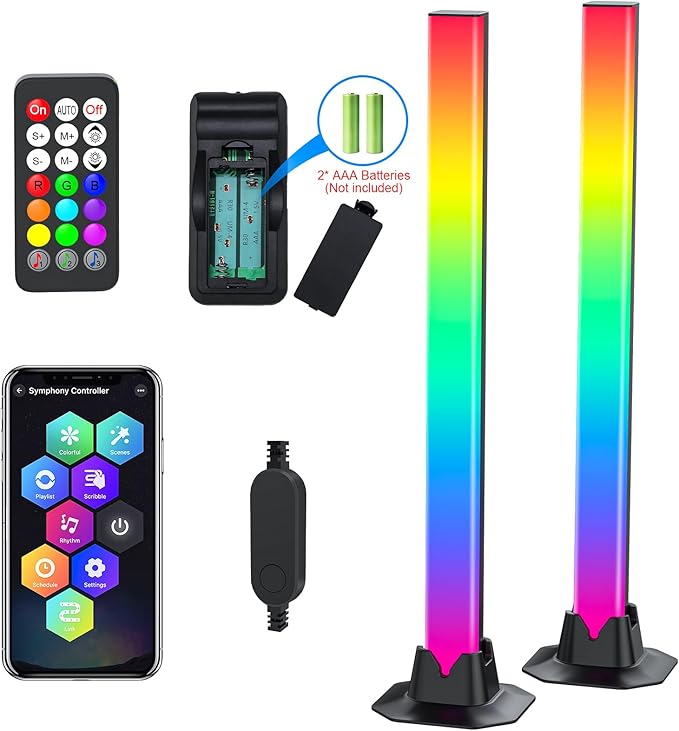 16.5" Smart Light Bar, LED Light Bar for Room, 16 Million Colors Changing, 213 Preset & 8 Scene Modes, Dynamic Music Sync, 3 Control Modes, RGB & IC Ambient Backlight for TV, Gaming Room