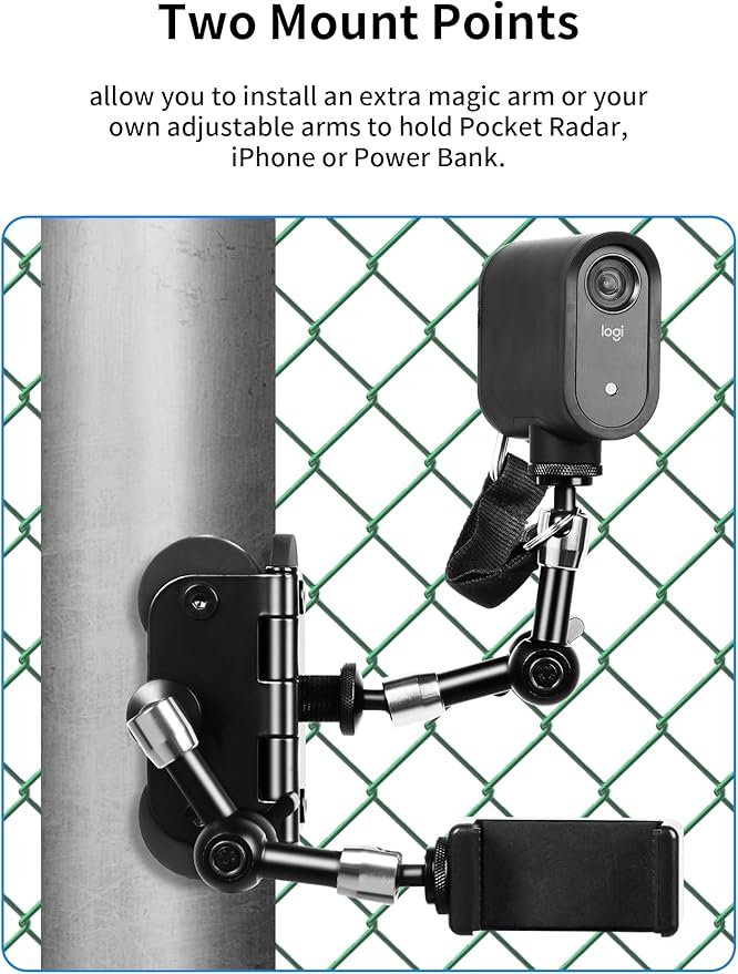 Selens Magnetic Fence Mount Live Streaming Kit for Mevo Start,Gopro, iPhone and Pocket Radar,Two 1/4'' Mount Points Camera Magnet Holder for Gamechanger at Baseballl,Softball Field