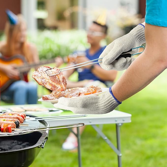 MIG4U 12 Pairs Work Gloves - Cotton String Gloves for Safety Work - Glove Liner Hand Saver Heat Protection for BBQ (Large, Standard)