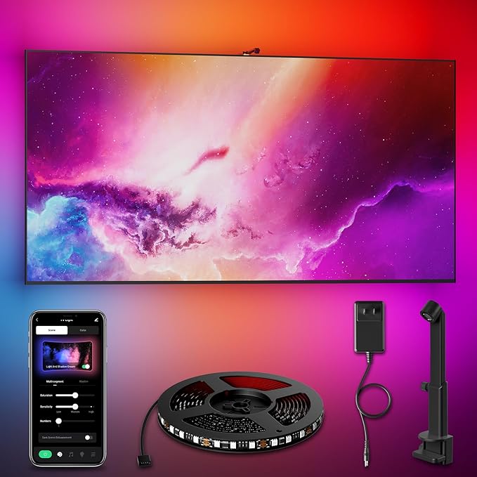 LED TV Backlight 11.5ft - TV Lights That Change with Screen for 55-65'' RGB LED Strip Lights Cuttable with Smart App Control Game & Music Sync Color Changing Light for Holiday Decor