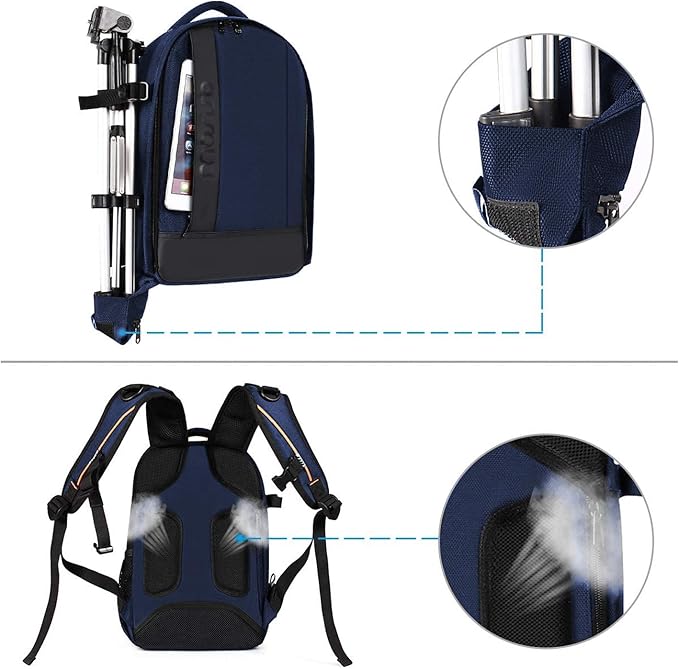 MOSISO Camera Backpack,DSLR/SLR/Mirrorless Photography Backpack Buffer Padded Shockproof Camera Bag with Customized Modular Inserts&Tripod Holder Compatible with Canon,Nikon,Sony etc, Navy Blue