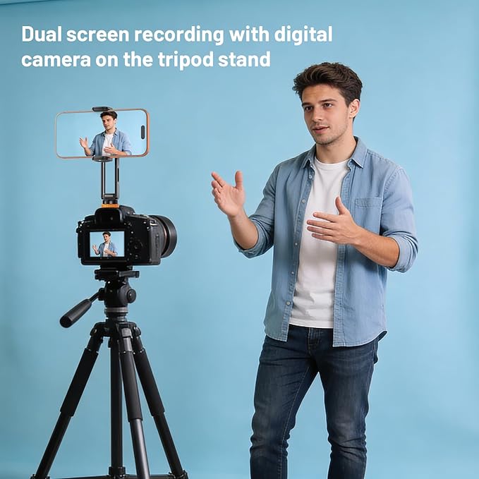 Phone Tripod Mount with Cold Shoe Mount,Portable Tripod Stand,Flexible Adjustable 2-Stage Arms Ball Joint Cellphone Holder Adapter,Compatible with iPhone 17|16|15|14|13|12|11,Nexus,LG,Galaxy Tab