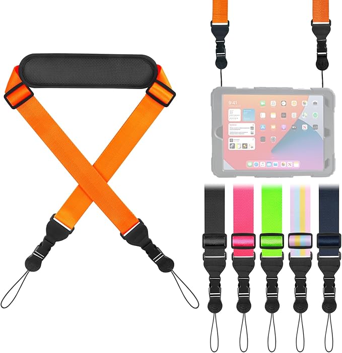 Universal Shoulder Strap, Neoprene Padded Bag Strap with Double Adjustable Buckles, Comfortable Neck Lanyard for Camera, Cellphone Tablet,iPad, Laptop, Binocular, Luggage Bag(Orange)
