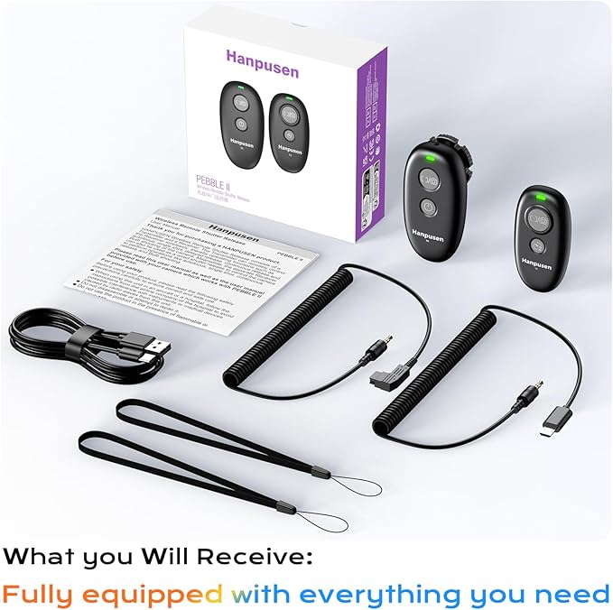 Rechargeable Wireless Camera Remote Control for Sony Alpha 7 IV, A7R IV, A6100, A6400, A6600, RX100 VII, ZV-1, A9 II, A7S III, A1, A7R V, A9 III, A1 II, Upgrade Hanpusen Shutter Release