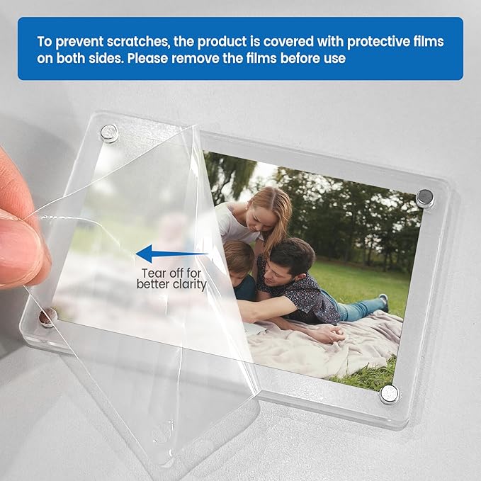 Acrylic Car Sun Visor Picture Holder, Powerful Magnetic Photographs Frame with Strong Clips for Cars , Universal Car Accessories for Visor Organizer & Dashboard Decorate with Personality (Transparent, 2.4 x 3.5)