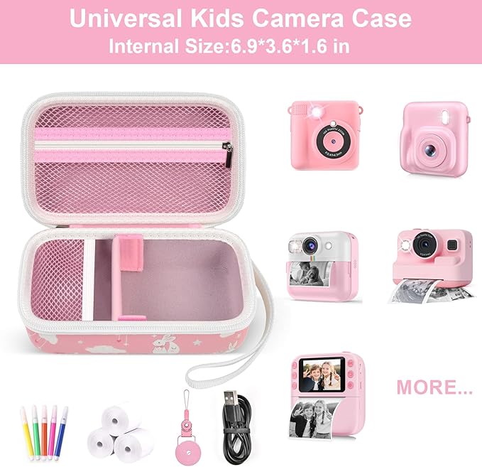 Case Compatible with ESOXOFFORE for Dylanto for Anchioo for WEEFUN for GKTZ for Amzelas for Mafiti Instant Print Camera for Kids, Film Camera Storage Holder Organizer Bag (Box Only)- Pink Rabbit