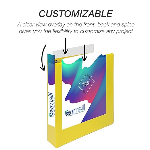 Samsill Durable 1.5 inch 3 Ring Binder, Made in USA, D Ring Binder, FSC 100% Recycled Chipboard, Yellow
