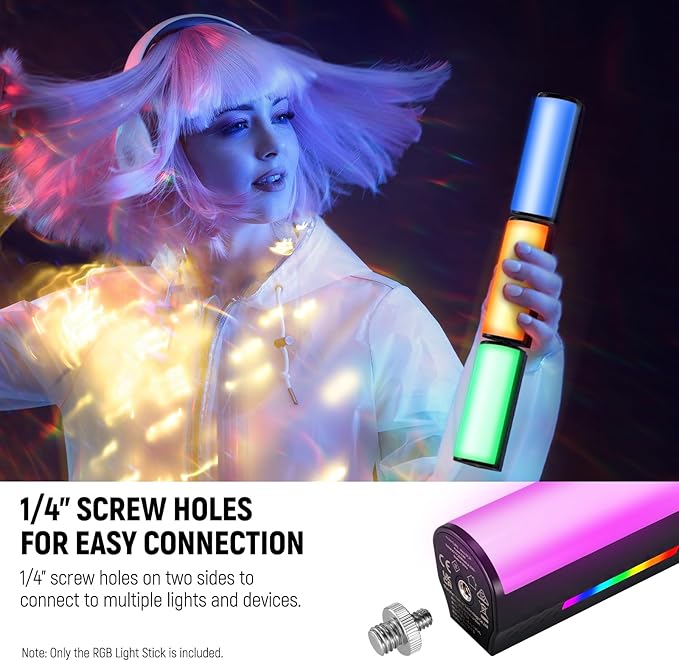NEEWER Magnetic Handheld Light Wand with APP Control, 360° Full RGB Mini LED Video Light Stick with 2500mAh Battery, 2500K~8500K Dimmable CRI 97 with 17 Light Scenes for Photography Vlog TikTok, TL97C