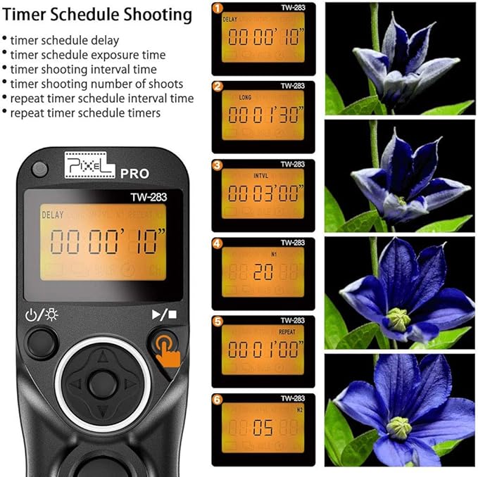 Remote Shutter Compatible for Canon, PIXEL Wireless Shutter Release Timer Remote Control E3/N3 Compatible for Canon Eos 1D 5D Mark IV 5D 6D 7D Mark R5 R6 50D 40D 30D 20D 10D D60 RP XT T7i 500D 90D