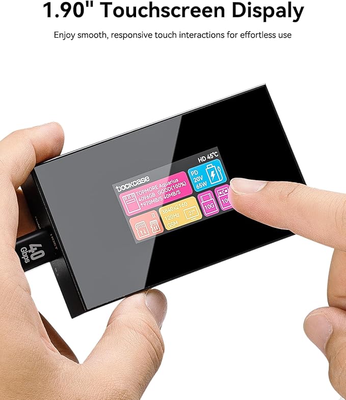 DOCKCASE Smart 8-in-1 CFexpress Type B/Type A Card Reader with Touch Screen | UHS-II SD/microSD Slots, 4K HDMI, USB-C & USB-A 3.2 Gen 2 (10Gbps), 100W PD for Filmmakers, Photographers & Creators