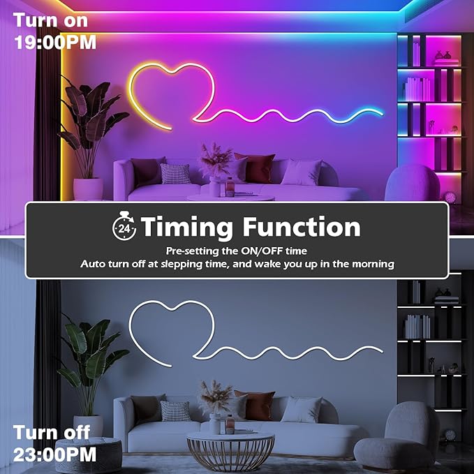32.8Ft Neon Rope Lights,Flexible Led Rope Lights Control with App/Remote,Multiple Modes Rope Lights,IP65 Outdoor RGB Led Neon Lights Waterproof,Music Sync Gaming Led Neon Light Strip for Bedroom Decor