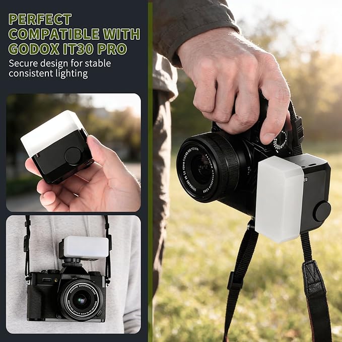 2 Pack Flash Diffuser Compatible with Godox iT30 Pro, Flash Diffuser for Speedlight, Softbox for Soft Even Lighting, Easy to Install, Ideal for Portrait Product Indoor Outdoor Photography