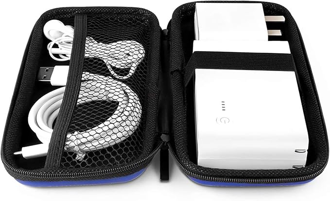 iMangoo Travel Essentials Electronics Organizer Charger Case Portable Dual Zipper Shockproof Pouch Tech Purse Cord Cable Pouches Power Bank Storage Accessories Bag for Women Men,6.5x3.2x1 Blue