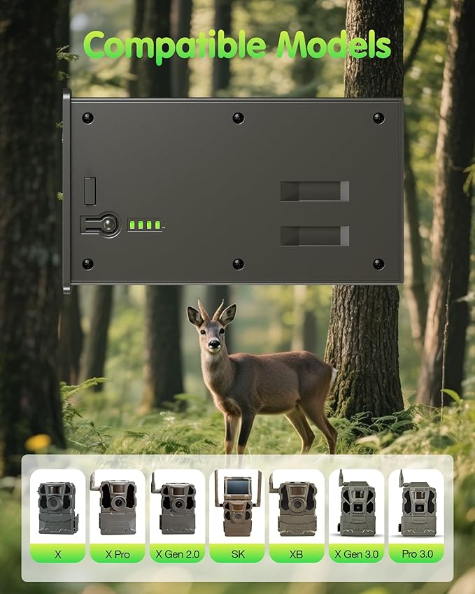 New Reveal Lithium Battery Compatible with Reveal Cellular Trail Camera Ultra, Pro 3.0, X, X Pro, X Gen 2.0, X Gen 3.0, XB, SK，Upgraded 6000mAh with LED Meter & Solar Charging - 2 Pack