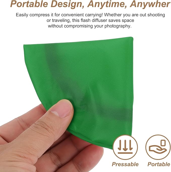 PATIKIL 6.3" x 6.3" Soft Mini Flash Diffuser Cap, 5 Pack Universal Elastic Flash Diffuser Cover for DSLR Camera Flashlight, Green