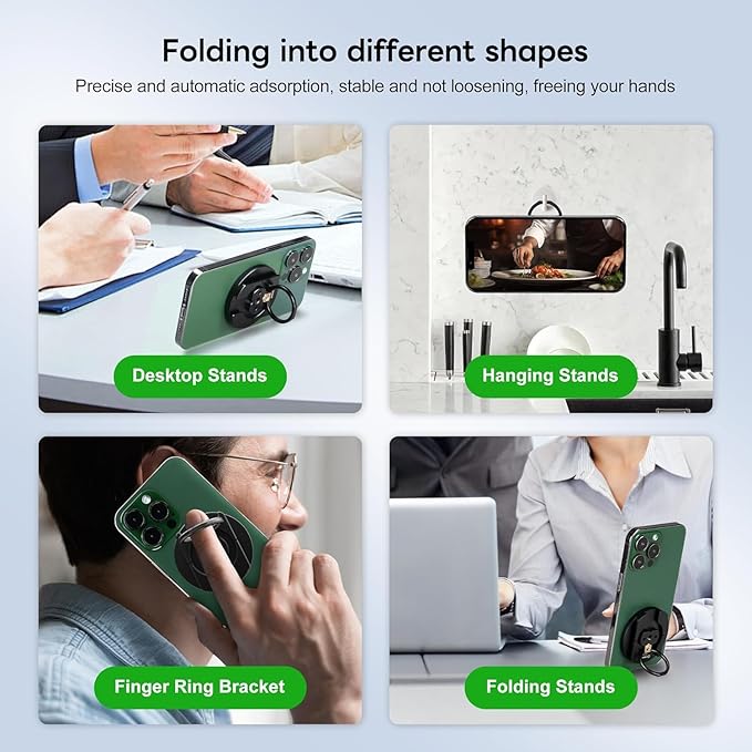 FANAUE Magnetic Phone Ring Holder, Cell Phone Finger Ring Grip Stand for MagSafe, Kickstand Smartphone Tripod Mount Adapter with 1/4" Screw Hole and Cold Shoe for iPhone 16/15/14/13/12 Pro Max