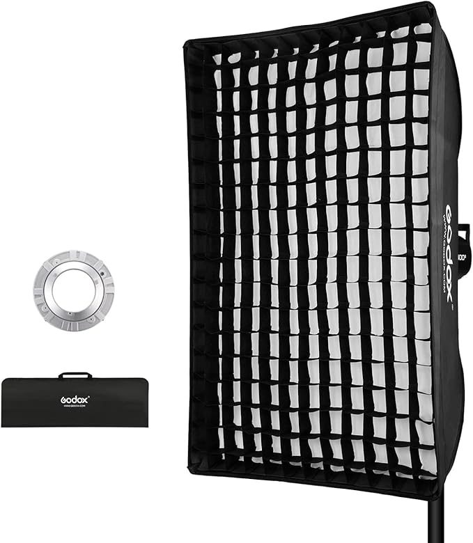Godox 80x120 Centimeters/ 32x48 inches Softbox Lighting with Grid Beehive & Bowens Mount Speedring for Studio Photo Flash Speedlight Light and SUPON USB LED (80x120cm with Grid)