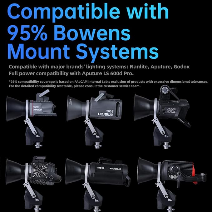 FALCAM Video Light Bracket for Bowens Mount, Automatic Studio Light Holder with Remote Control Compatible with Aputure Godox Nanlite GVM, Intelligent Move LightGo Led Photography Light Brackets