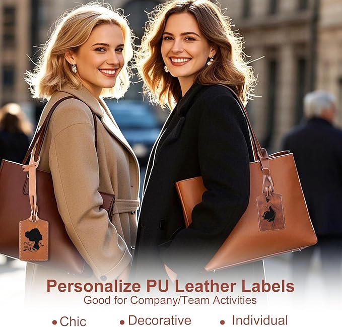 30 Sets Laser Engraving Material - Ideal Laserable Engravable Leatherette Team Gift Group Keepsake - Personalized Lasable Khaki & Brown Faux PU Leather Name ID Number for Bag Backpack Badge