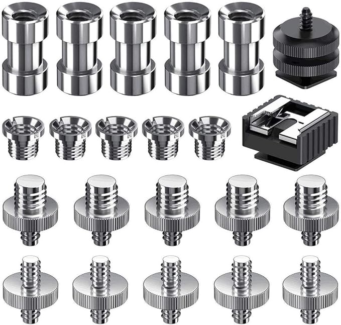 Camera Screw Kit, SDTC Tech 22 pcs Camera Hot Shoe Mount 1/4"-20 and 3/8"-16 Thread Tripod Screw Adapter Converter for Camera/Monopod/Ballhead/Light Stand etc.