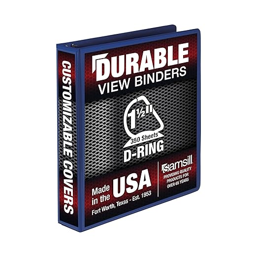Samsill Durable 1.5 inch 3 Ring Binder, Made in USA, D Ring Binder, FSC 100% Recycled Chipboard, Blue