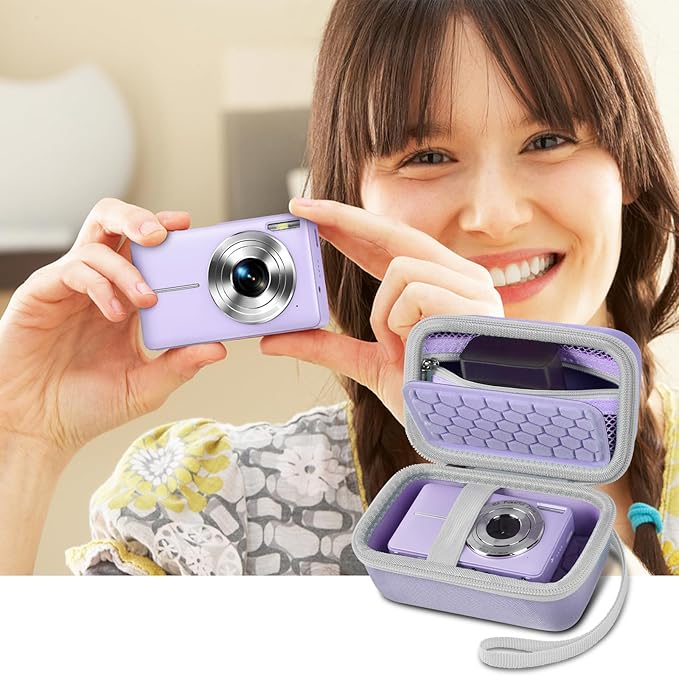Digital Camera Carrying Case Compatible with Canon PowerShot G7 X Mark II/ G7X Mark III Digital 4K Vlogging Camera/for CAMKORY/for Lecran and More, Compact Small Camera Storage Bag for Kids (Purple)