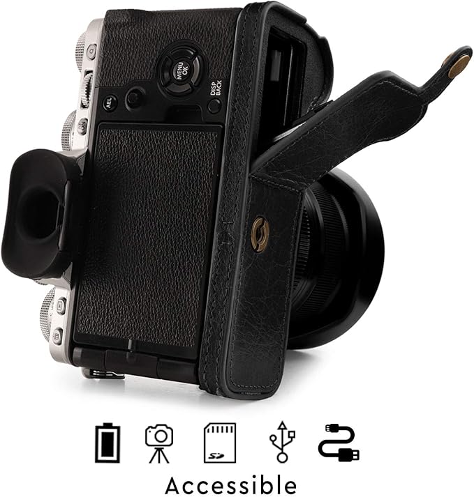 MegaGear MG1923 Ever Ready Genuine Leather Camera Half Case Compatible with Fujifilm X-T4 - Black