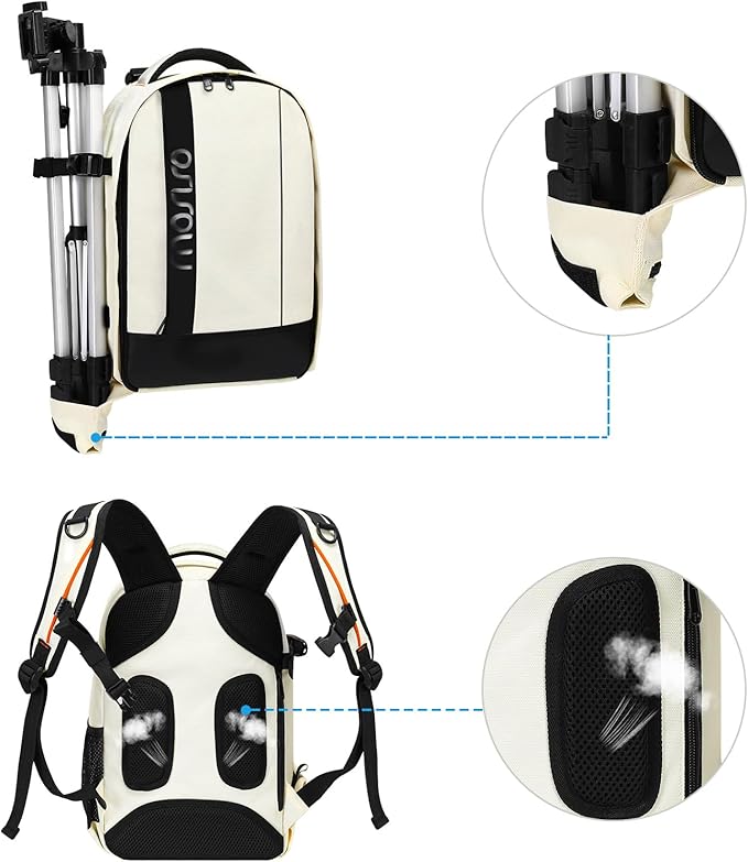 MOSISO Camera Backpack,DSLR/SLR/Mirrorless Photography Backpack Buffer Padded Shockproof Camera Bag with Customized Modular Inserts&Tripod Holder Compatible with Canon,Nikon,Sony etc, Beige