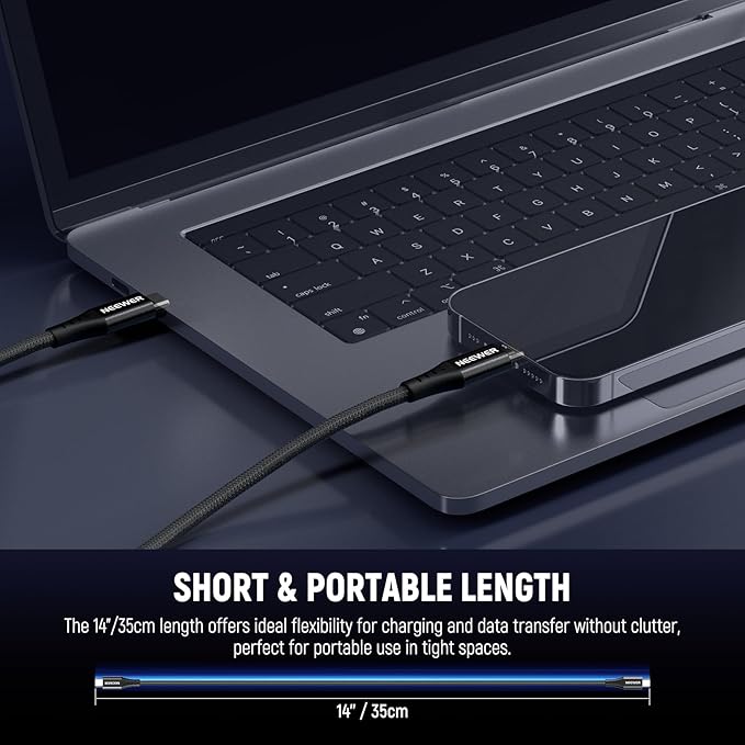 NEEWER 14"/35cm USB C to USB C Cable, USB 3.2 240W PD3.0 Fast Charging 40Gbps Braided Short Charger Cord Compatible with iPhone 16 15 iPad MacBook Android Window Laptop PC, PS010