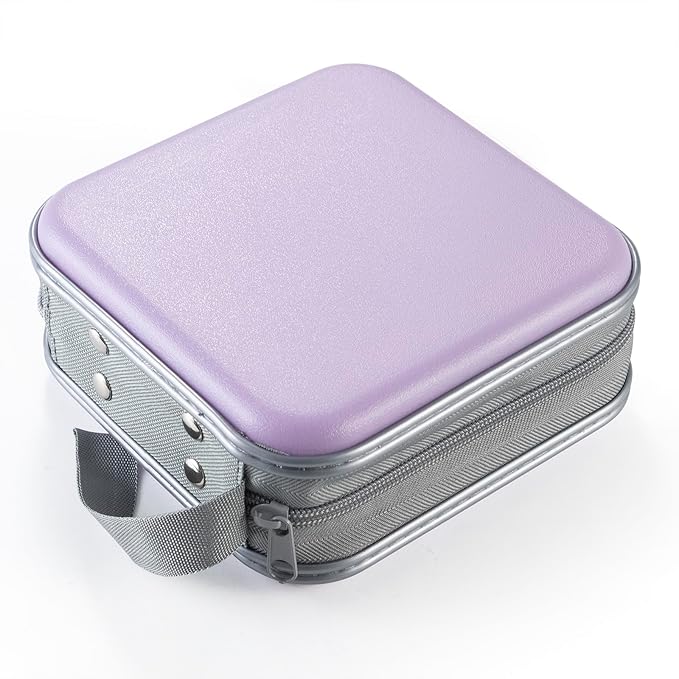 alavisxf xx 48 Capacity Hard Plastic DVD Case Portable Zipper CD Case Holder Large Storage Disc Wallet Bag for Car Home Travel (Lavender)
