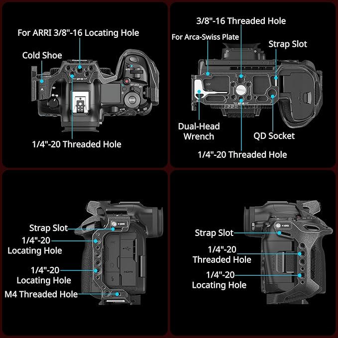 SmallRig Black Mamba Camera Cage Kit for Canon EOS R5 Mark II with Top Handle and Dedicated Cable Clamp, Aluminum Alloy Camera Rig with HawkLock Cold Shoe, 1/4''-20 & 3/8''-16 Threaded Holes - 4976
