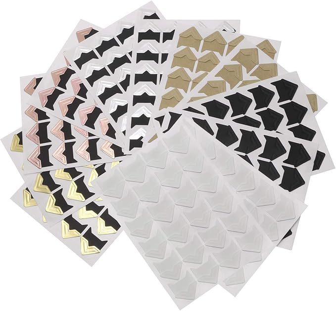 Penta Angel 12 Sheets 6 Colors Photo Corner Stickers Holder Protectors Self Adhesive Photo Mounting Corner Stickers Picture Corners for DIY Scrapbooking Photo Album Personal Journal Diary, 288 Count