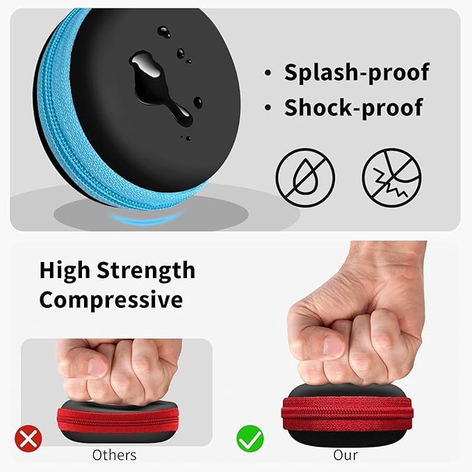 MOLOVA for Earphone Carry Case, 2-Pack Small Round Pocket Earbud Travel Carrying Case with Zipper for Smartphone Earphone, Wireless Headset, USB Cable, SD Cards Storage Bags, Masks and More