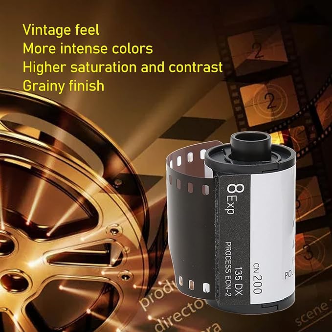 Professional Photography Camera Film, 2 Roll 35mm Camera Color Film ISO 200 8 Sheets Each High Saturation HD Camera Color Negative Film Accessories for 135 Cameras